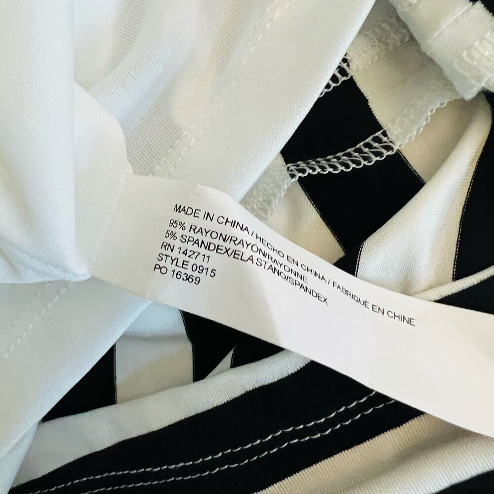Eloquii Striped Long Sleeve Asymmetrical Hem Dress Size 14 NEW White Black - Picture 6 of 9